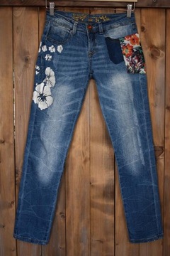 Desigual Spodnie Jeansy Dżinsy Rurki Skinny 34 XS