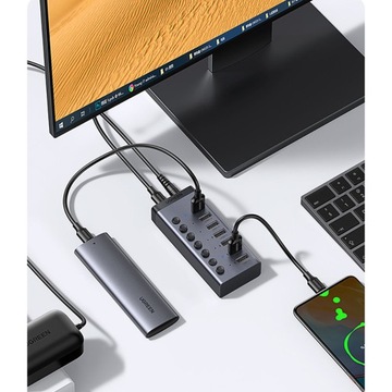 АДАПТЕР UGREEN HUB МНОГОФУНКЦИОНАЛЬНЫЙ РАЗВЕТВИТЕЛЬ USB / USB C - PD 7x USB A 3.0