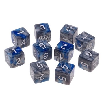 10pcs D6 POLYHEDRAL mm Set Double Colors Six Sided Blue+Gray