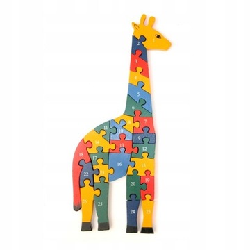 Puzzle Drewniane Zabawka Edukacyjna Cyferki Litery