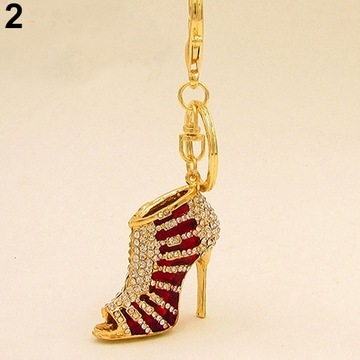 Kreatywne buty na wysokim obcasie breloki Rhinestone Keyring Kobiety