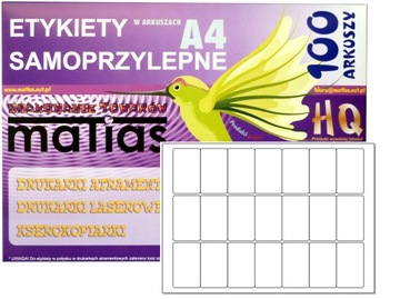 Naklejki 63x38mm Etykiety A4 nalepki POŁYSK/100ark