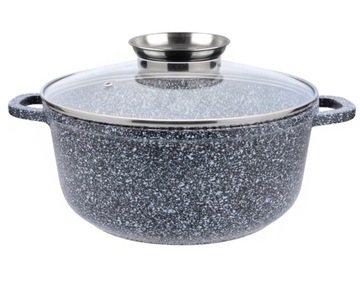 Garnek kamienny 1,3l 16cm indukcja marmur pokrywka