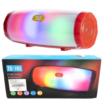Głośnik Bluetooth Bezprzewodowy TG165 CZERWONY Radio FM AUX Czytnik Kart SD