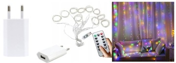 LAMPKI KURTYNA ŚWIETLNA LED 300 3x3M RGB KOLOROWA