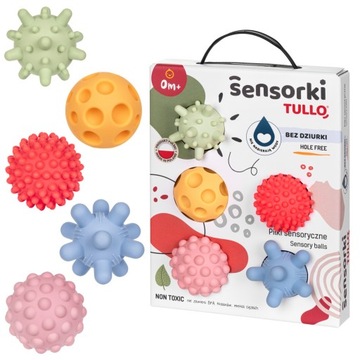 TULLO ZESTAW PIŁECZEK SENSORYCZNYCH DLA NIEMOWLAT 5 SZTUK BEZ DZIURKI