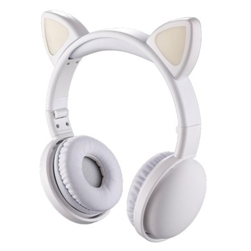 Słuchawki Cat Luminous Stereo nauszne Głęboki bas Bluetooth 5.0 Noise biały