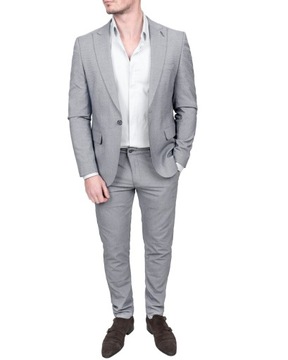 Garnitur Męski Elegancki Slim Fit w Pepitkę – Biało-Czarny - 50