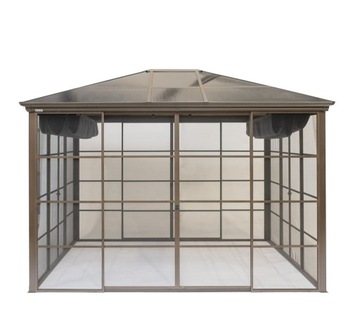 ALTANA OGRODOWA TARASOWA 3 x 3,6m PAWILON BRĄZOWY ALUMINIUM MOSKITIERY