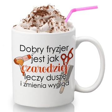 Kubek Biały Na Prezent FRYZJER JAK CZARODZIEJ Wz