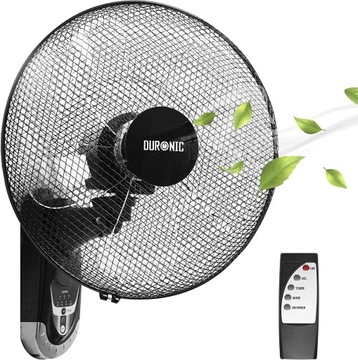 Duronic FN55 BK Wiatrak ścienny wentylator pilot 60W | tryb oscylacyjny | z