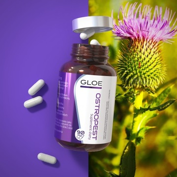 GLOE OSTROPEST PLAMISTY 300mg Sylimaryna 70% Wsparcie WĄTROBY SERCA 90kaps