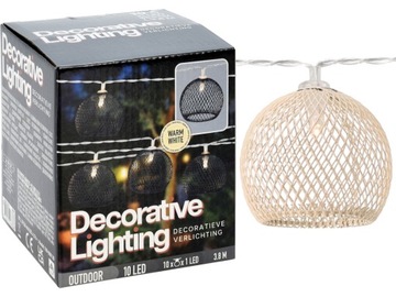 Lampki ogrodowe GIRLANDA 10 LED na baterie BEŻOWA