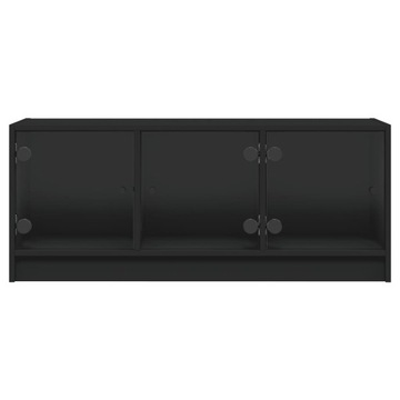 vidaXL Шкаф под телевизор со стеклянными дверцами, черный, 102x37x42 см