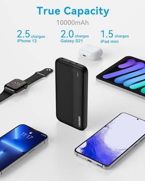 Power Bank 10000 мАч USB-C, MICRO USB, 2 x USB