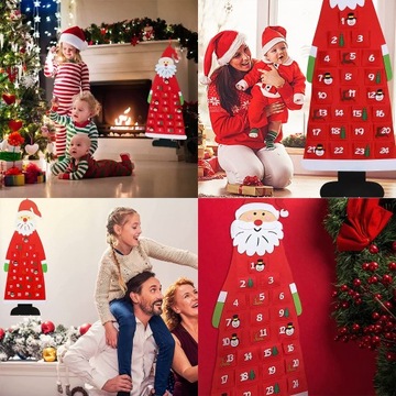 Адвент-календарь из фетра Санты-Рождественские украшения для детей своими руками