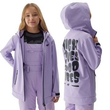 КУРТКА ИЗ СОФТШЕЛЛА С КАПЮШОНОМ ДЛЯ ДЕВОЧЕК 4F AW23F153