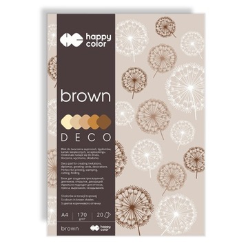 Blok kolorowy BROWN A4 20 arkuszy 170g HAPPY COLOR