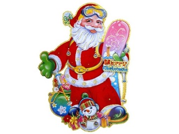 ДЕКОРА ДЛЯ ОКОН САНТА ДВУХСТОРОННЯЯ, XXL, 5 шт.