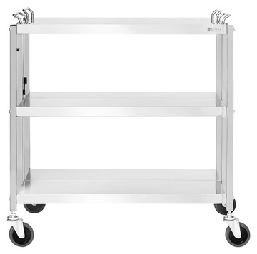 Тележка официанта, нержавеющая сталь, складная, 3 полки, 83 х 50 см, до 90 кг