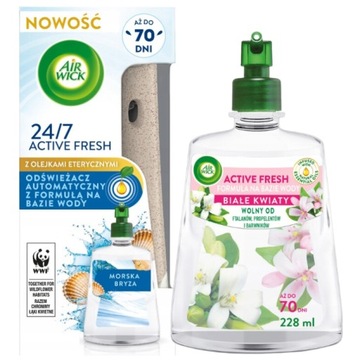 Air Wick Active Fresh Komplet Zestaw Morska Bryza + 1 Wkład Białe Kwiaty