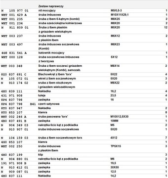 КОМПЛЕКТ ЭЛЕМЕНТОВ КРЕПЛЕНИЯ ПЕРЕДНЕЙ ДВЕРИ AUDI A6 C7 ASO ORIGINAL