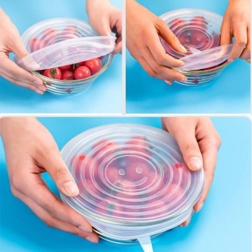 НАКРЫТКИ СИЛИКОНОВЫЕ УНИВЕРСАЛЬНЫЕ ДЛЯ ПИЩЕВЫХ 6 ШТ.