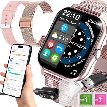 SMARTWATCH ZEGAREK POLSKIE MENU ROZMOWY SPORTSMART WATCH DAMSKI 2 PASKI