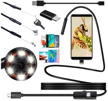 ENDOSKOP KAMERA INSPEKCYJNA ANDROID LED USB-C MICRO 3w1 WARSZTATOWA
