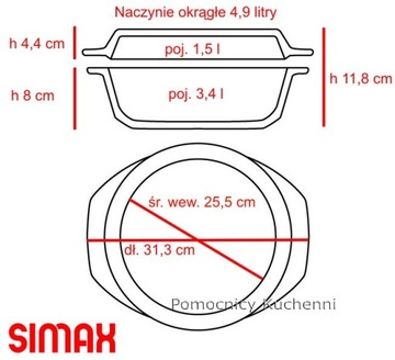SIMAX КРУГЛАЯ ЗАРАБОЧНАЯ БЛЮДА С КРЫШКОЙ 5,1 Л