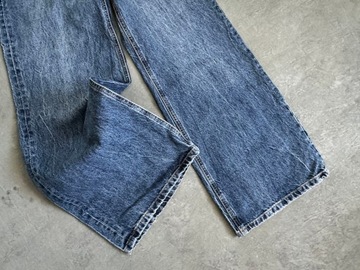Zara super spodnie szerokie nogawki jeans okazja rise high 34 XS flare wild