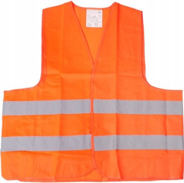 KAMIZELKA DROGOWA OSTRZEGAWCZA ODBLASKOWA Z PASAMI pomarańczowa