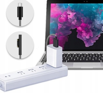 Microsoft Surface PRO 4 5 6 7 — кабель USB 3.1 типа C с НЕЙЛОНОВОЙ ОПЛЕТКОЙ, ЧЕРНАЯ