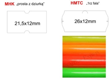 Taśma do metkownic 1rz metki 26x12 fala/prosta 5 rolek papier do metkownicy