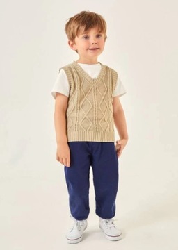 SHEIN BEŻOWY DZIECIĘCY SWETER BEZ RĘKAWÓW 98 V4A