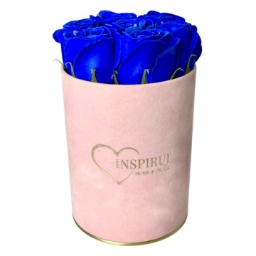 Цветочная коробка с мыльными цветами Подарок цветы мыло роза Велюровая коробка