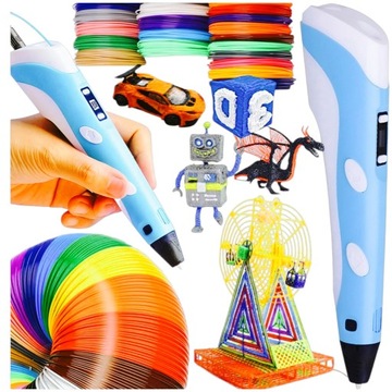 DŁUGOPIS 3D DRUKARKA 3D PEN DLA DZIECI niebieski MAGICZNY + 310m WKŁADY