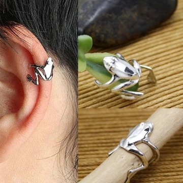 Moda Punk Frog nausznica Siliver klipsy Ear C