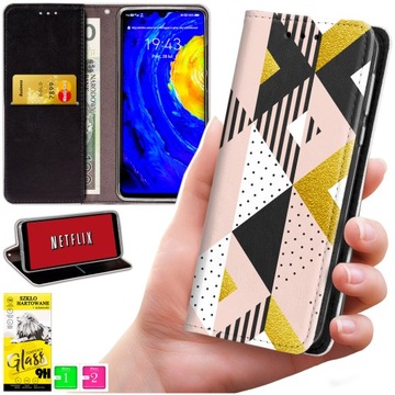 Etui Portfel FOTO CASE STOJAK MAGNES WZORY + SZKŁO do Xiaomi Redmi Note 7