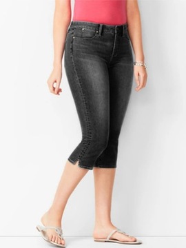 Woman's Jeans Black Denim Pants Ladies Cropped Tro