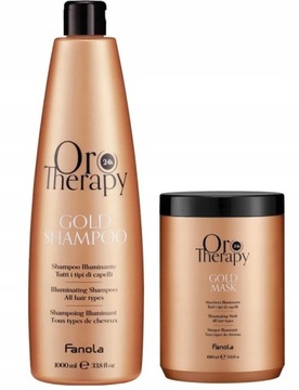 FANOLA ORO THERAPY GOLD Z 24 KARATOWYM ZŁOTEM Szampon 1000ml + Maska 1000ml