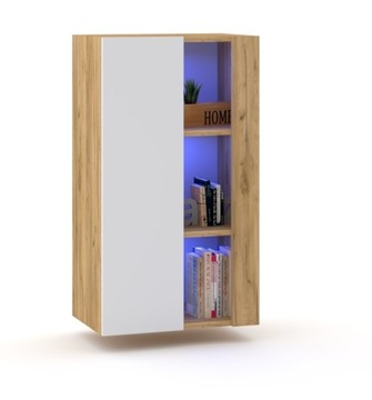 Witryna Wisząca Szafka Komoda Dąb Craft Biała LED