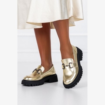 Женская обувь Moccasins вставлена ​​модную стабильную платформу для пряжки R 38