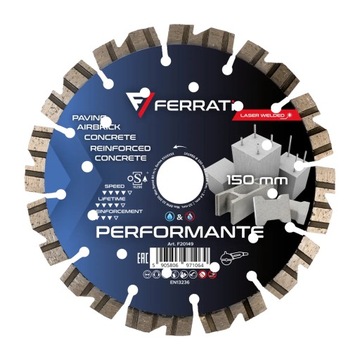 Tarcza do Betonu Zbrojonego 150mm i Bloczków DIAMENTOWA PERFORMANTE FERRATI