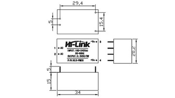 Блок питания Hi-Link HLK-PM03 100–240 В переменного тока / 3,3 В постоянного тока, 1 А