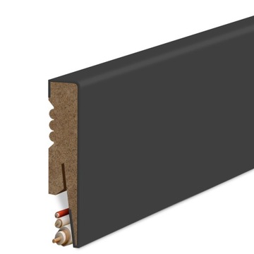 80x16 mm LISTWA PRZYPODŁOGOWA ANTRACYT MDF DEKORACYJNA COKÓŁ promień R2