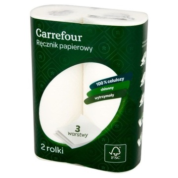 Ręcznik papierowy Carrefour 3-warstwy 2 rolki