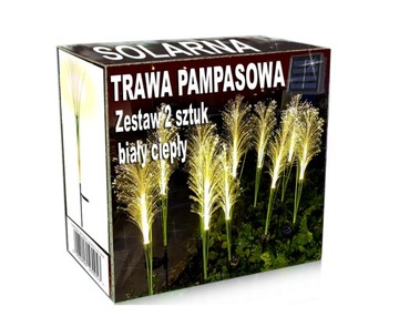 LAMPA OGRODOWA SOLARNA LED WBIJANA Trzcina TRAWA PAMPASOWA 2 SZTUKI