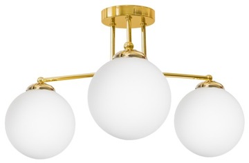 LAMPA WISZĄCA SUFITOWA ŻYRANDOL NOWOCZESNA ZŁOTA BIAŁE KULE LOFT LED