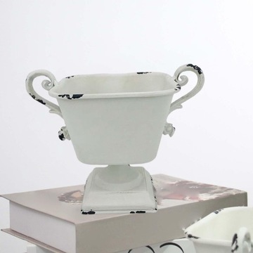 Rustykalne żelazne wiadro na kwiaty Doniczka Blat biały